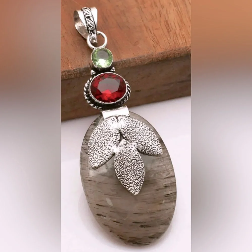 BLACK RUTILE PENDANT - Picture 3 of 3